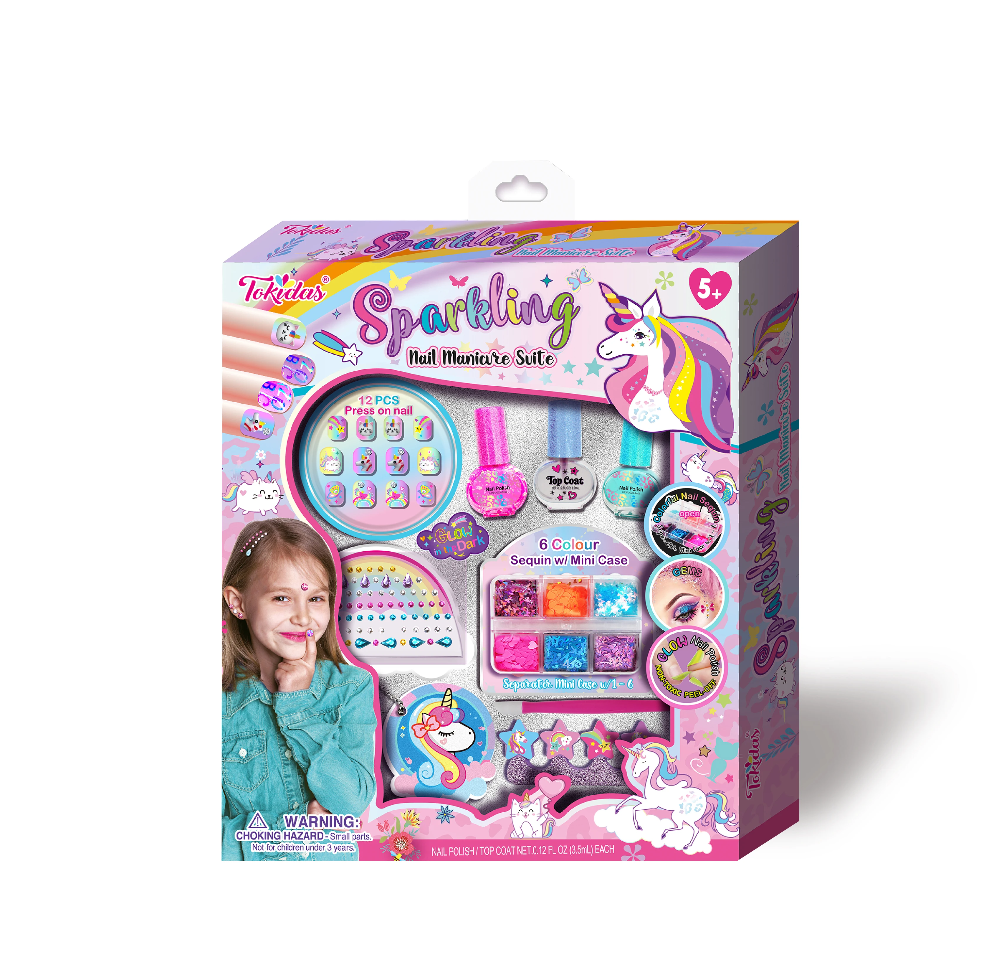 2024 Press On Nail Sticker Kids Girls Scented Nail Polish Ggift Set Kids Make Up Peel Off Press On Nail Kit DIY Set