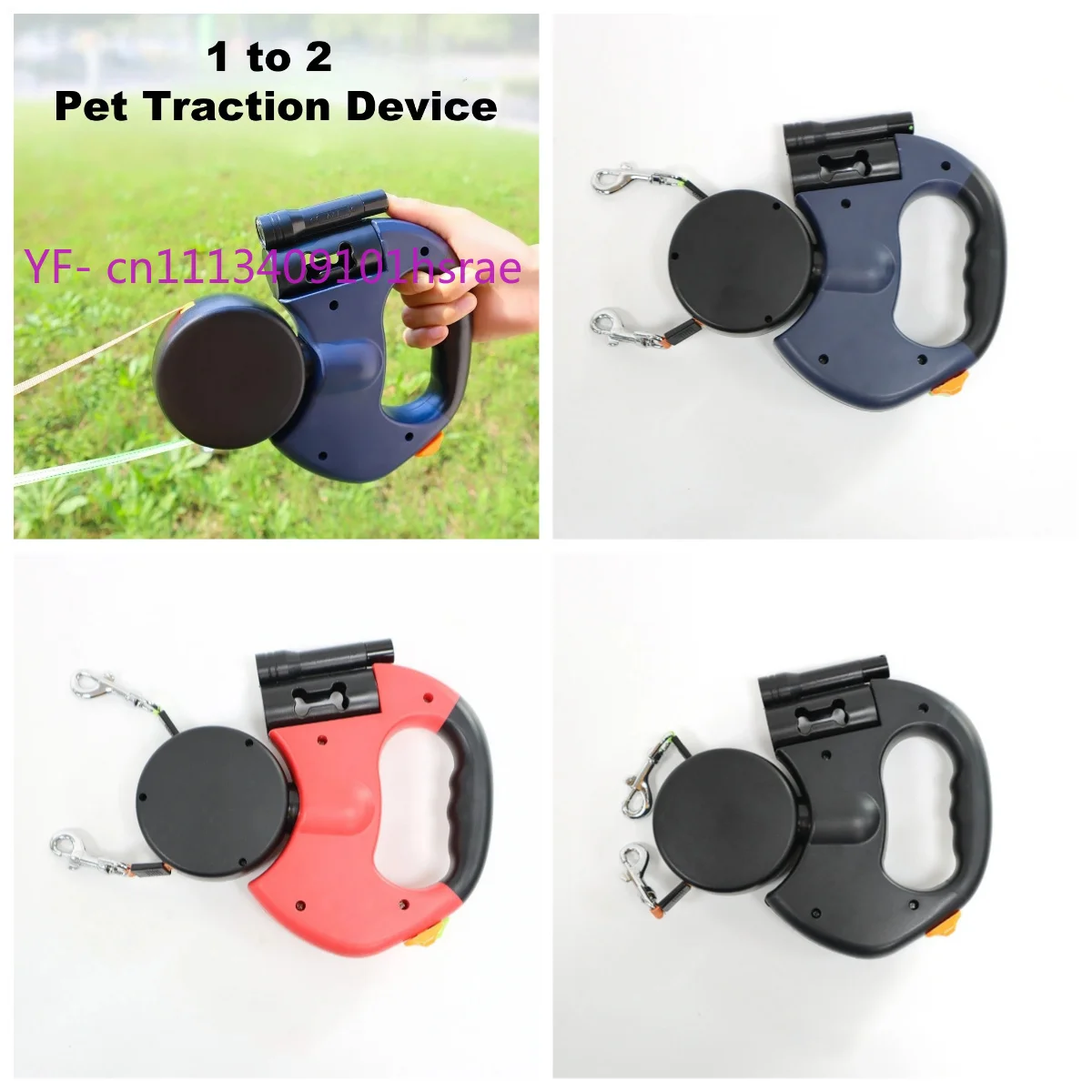 Night Visible LED Pet Walking Leash Automatic Retractable Reflective Dual-head Dog Traction Rope With Storage Container