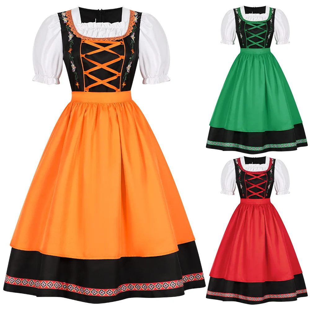 

New Halloween And Christmas European American German Munich Oktoberfest Embroidered Dress For Cosplay And Stage Performance