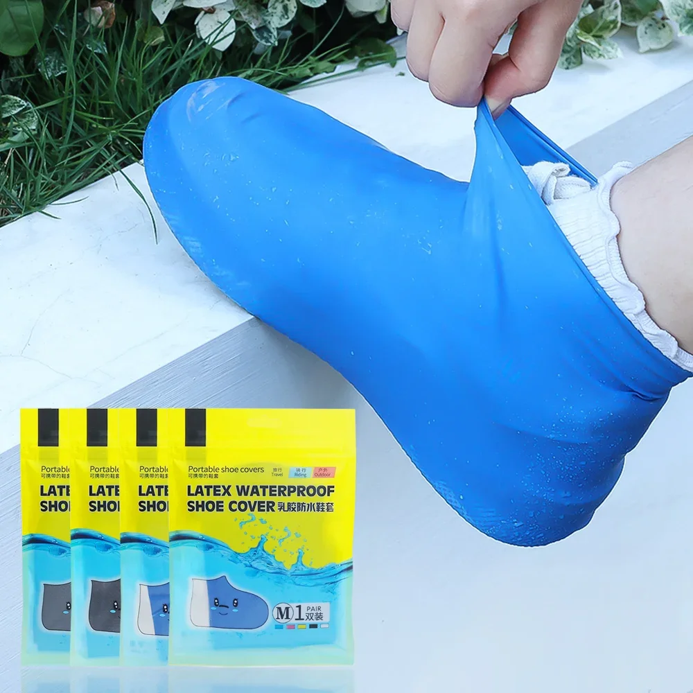 1/10Pairs Rain Shoes Covers Waterproof Outdoor Rubber Latex Reusable Non-slip Rain Boot Overshoes Walking Shoes Gear Cover