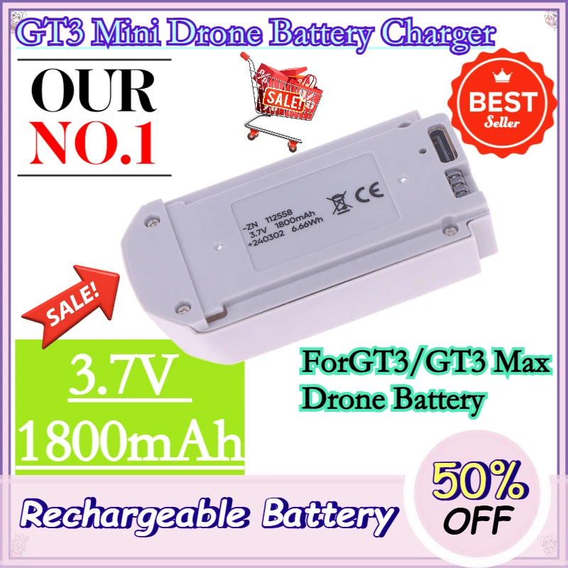 3.7V 1800mAh GT3 Mini Drone Battery Charger Original Battery for GT3/GT3 Max Drone Battery