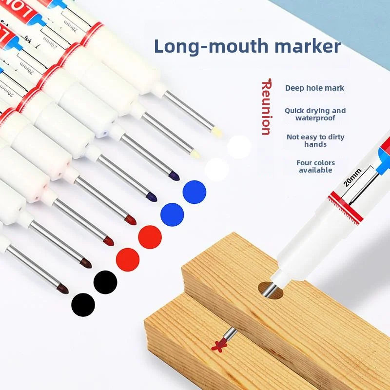 4 unids/set marcadores de punta larga de agujero profundo impermeables de 20mm-idales para Metal, decoración de carpintería de baño, perforación multiusos