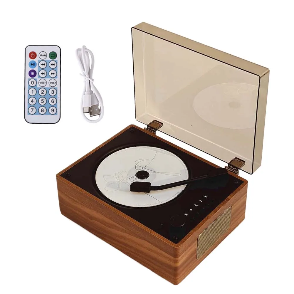 Shunmaii CD10 Retro-CD-Player aus Holz, Bluetooth, wiederaufladbar, kabelloser CD-Player, 3,5 mm AUX, verlustfreie Wiedergabe, CD-Musik-Player, 3000 mAh 3