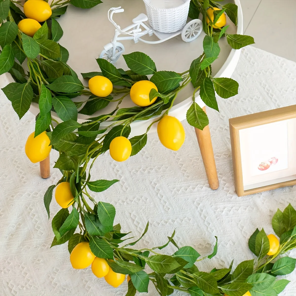 Künstlicher Zitronen-Kranz mit Grünpflanzen für Haus, Tür, Wand, Hochzeit, Feiertage, Party, Esstischdekoration – Detail 7
