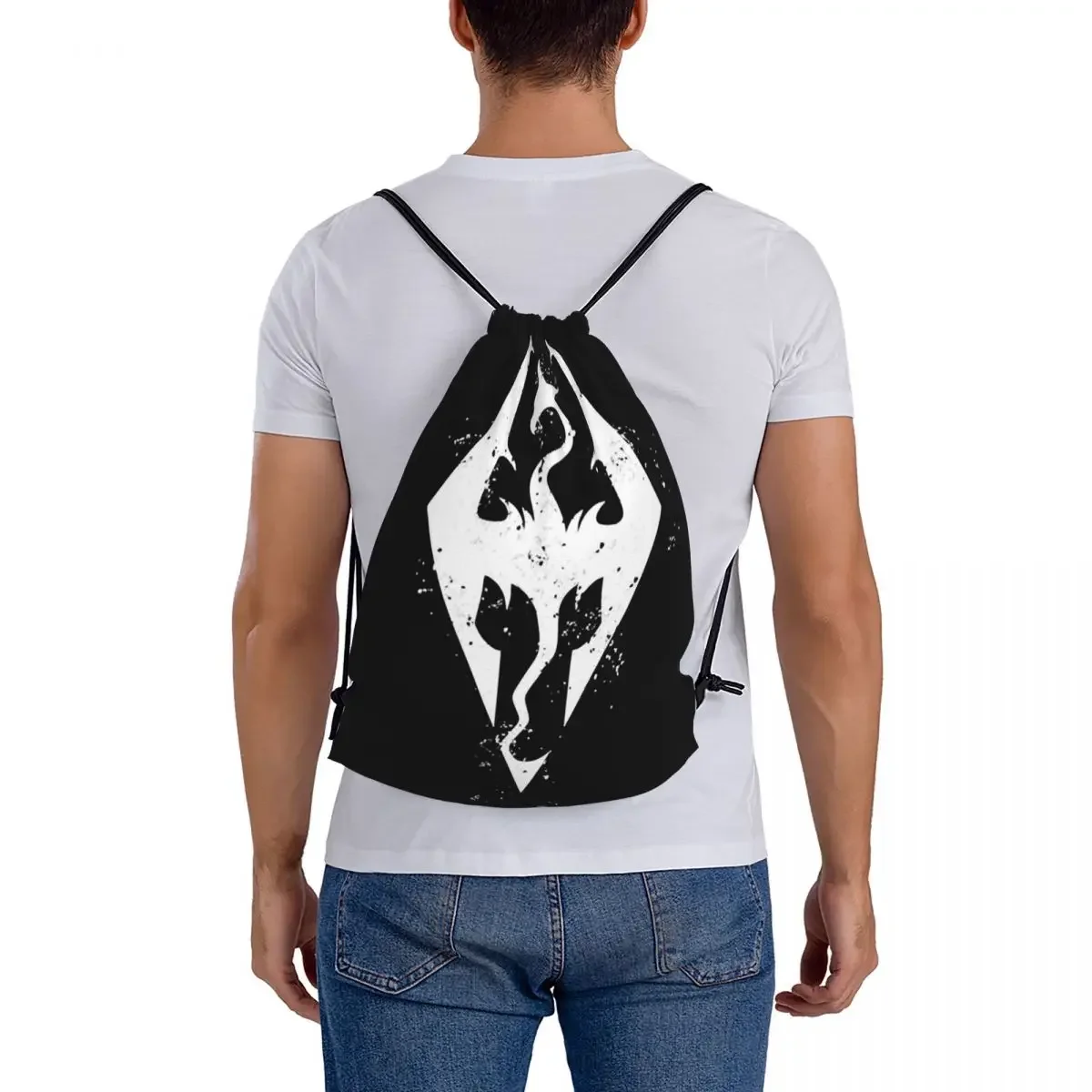 Logo Of Skyrim-mochila con cordón para hombre y mujer, bolsa deportiva con bolsillo, ideal como regalo perfecto, para la escuela