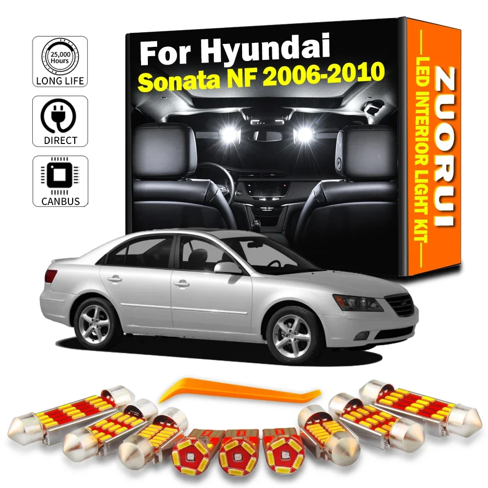 ZUORUI 14Pcs Canbus LED Interior Map Dome Plate Light ​Kit For Hyundai Sonata NF 2006 2007 2008 2009 2010 Reading Door Bulb