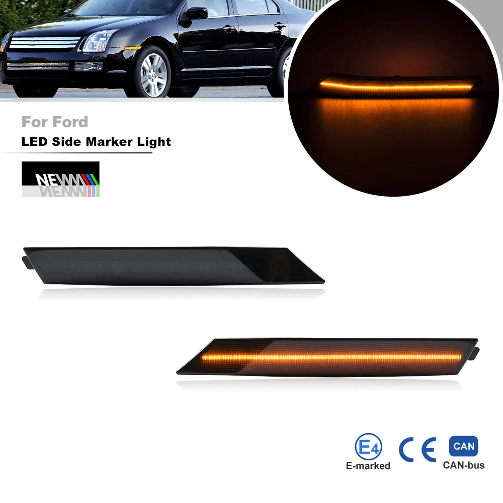 LED Front Bumper Side Marker Lights For 2006-2009 Ford Fusion Mercury Milan Smoked Car Parking Signal Lamps