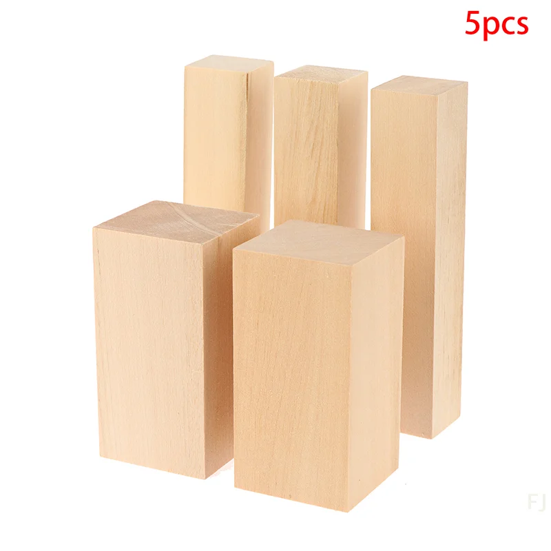 [YU] 2 قطعة 5*5*10 سنتيمتر + 3 قطعة 3*3*15 سنتيمتر الزيزفون نحت كتلة المحمولة لم تنته كتلة الخشب نحت Whittling لوازم الفن