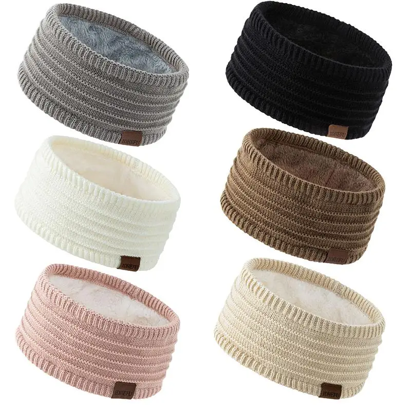 

Женская эластичная теплая лента для защиты ушей, зимняя повязка для волос, плюшевая подкладка, вязаная повязка на голову, толстый вязаный крючком тюрбан, повязки на голову