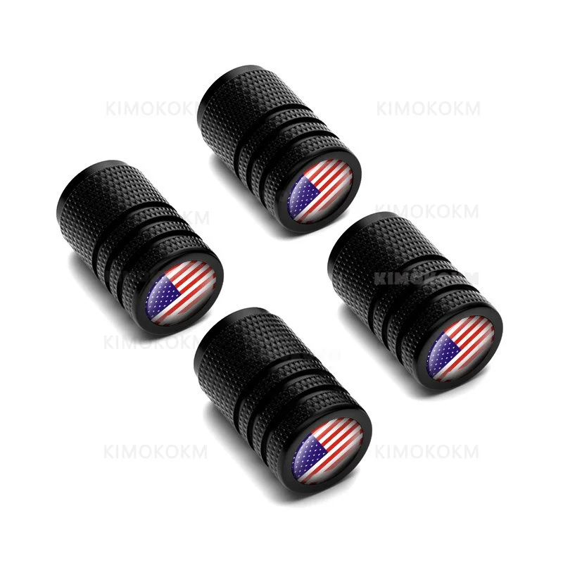 4Pcs/set For USA US America Flags Logo Car Wheel Tire Valve Stem Caps Cover For Toyota Ford Chevrolet VW Honda Auto Accessories
