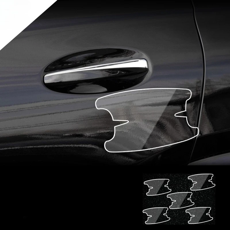 Universal Car Door Handle Bowl Scratch Protective Stickers 4PCS Transparent Anti Collision Strip for Door Rearview Mirror