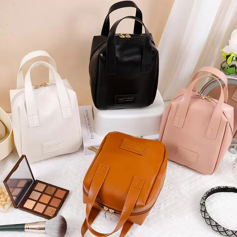 

Shell Shape PU Leather Cosmetic Bag Waterproof Letter Makeup Pouch Bag Multifunction Carry-on Makeup Tote Travel Wash Bag