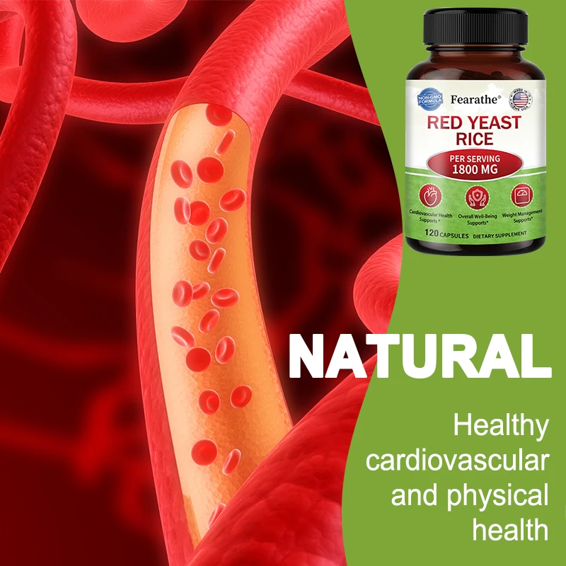 Red Yeast Rice Supplement - Rich in Antioxidants Benefits Cardiovascular Blood Circulation, Heart Health and Energy Production