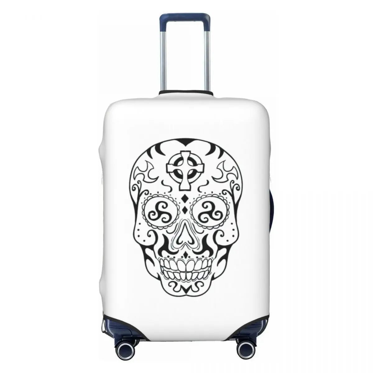 

Mexican Skull Triskele Celtic Cross Tattoo Print Luggage Protective Dust Covers Elastic Waterproof 18-32inch Suitcase Cover