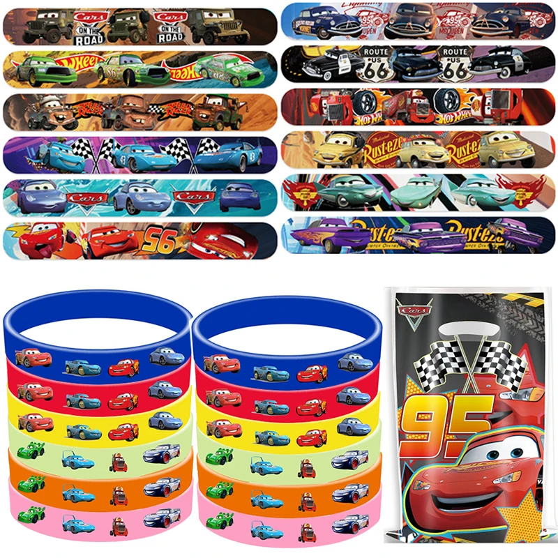 Diney Cars Braclet Party Favors Lightning McQueen Silicone Bracelet Slap Bracelets for Boy Birthday Wristband Bracelet Supplies