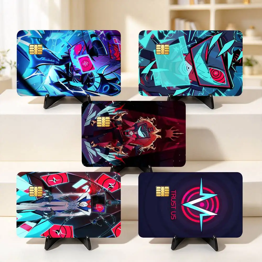 H-Hazbin Hotel Animation Vox  Credit Card HD Stickers Game Card Decal Small Chip Waterproof Sticker Gift