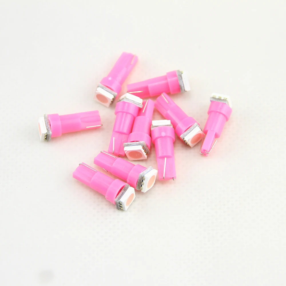 10x 5050 1SMD T5 B8.5D Led Bulbs Pink Purple Universal Fit For Car Dashboard Warning Indicator Car-Styling T5 Led Bulb