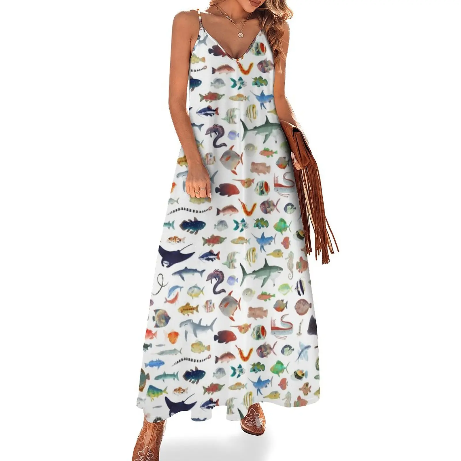 

New One Hundred Fish Sleeveless Dress sensual sexy dress for women ceremony dresses