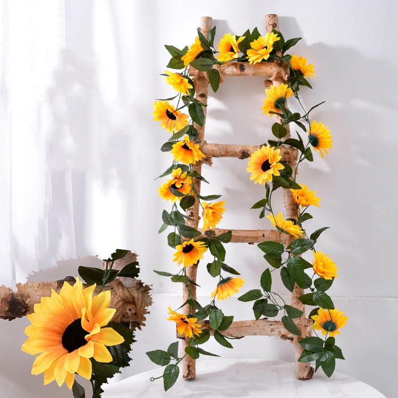 Sunflower Artificial Flowers Vine Fake Sunflower Flower Rattan for Wedding Christmas Decoration Decoration