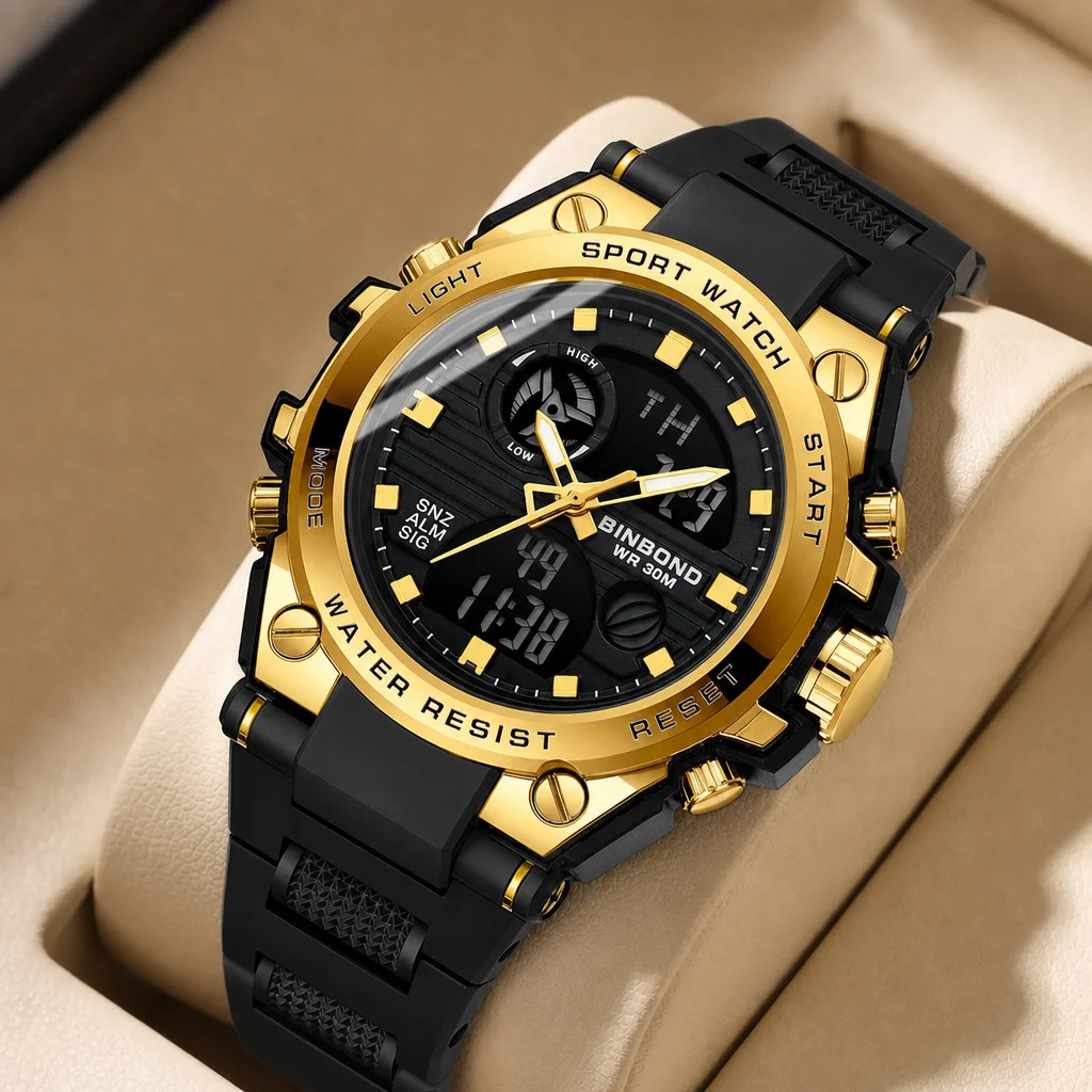 1 Stück Sportuhr mit Dual-Display, multifunktionale modische Armbanduhr für Männer und Frauen, täglicher Sport, Lichtmodus, bequemer Riemen