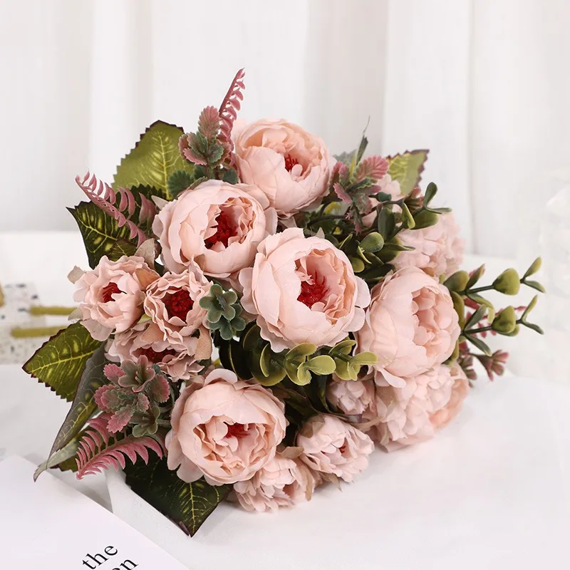 Künstliche Ronghua Pfingstrose Simulation Blume nach Hause Hochzeit gefälschte Blumen bündel Engineering Gartenbau Dekoration – Detail 12