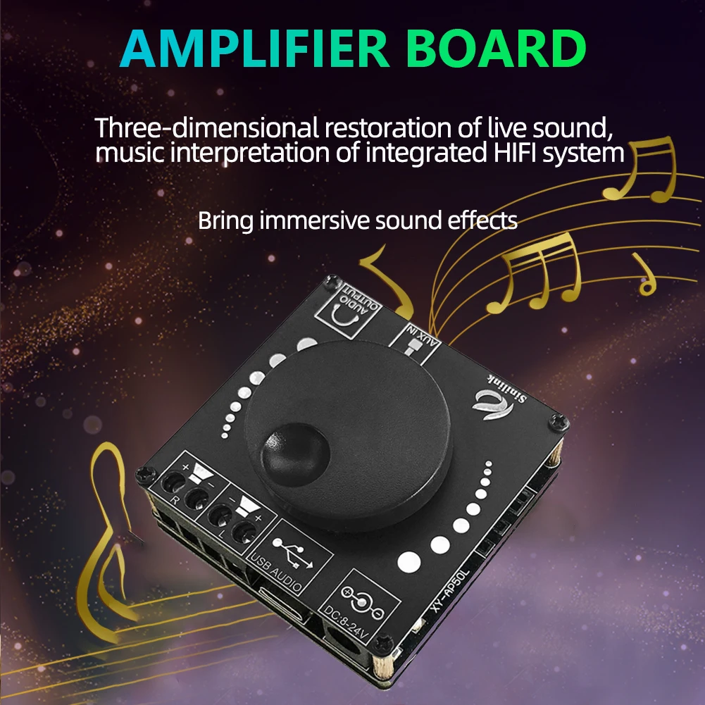 Mini placa amplificadora de Audio Digital de 2x50W, altavoz de doble canal, módulo de potencia HIFI AUX, compatible con Bluetooth 5,0