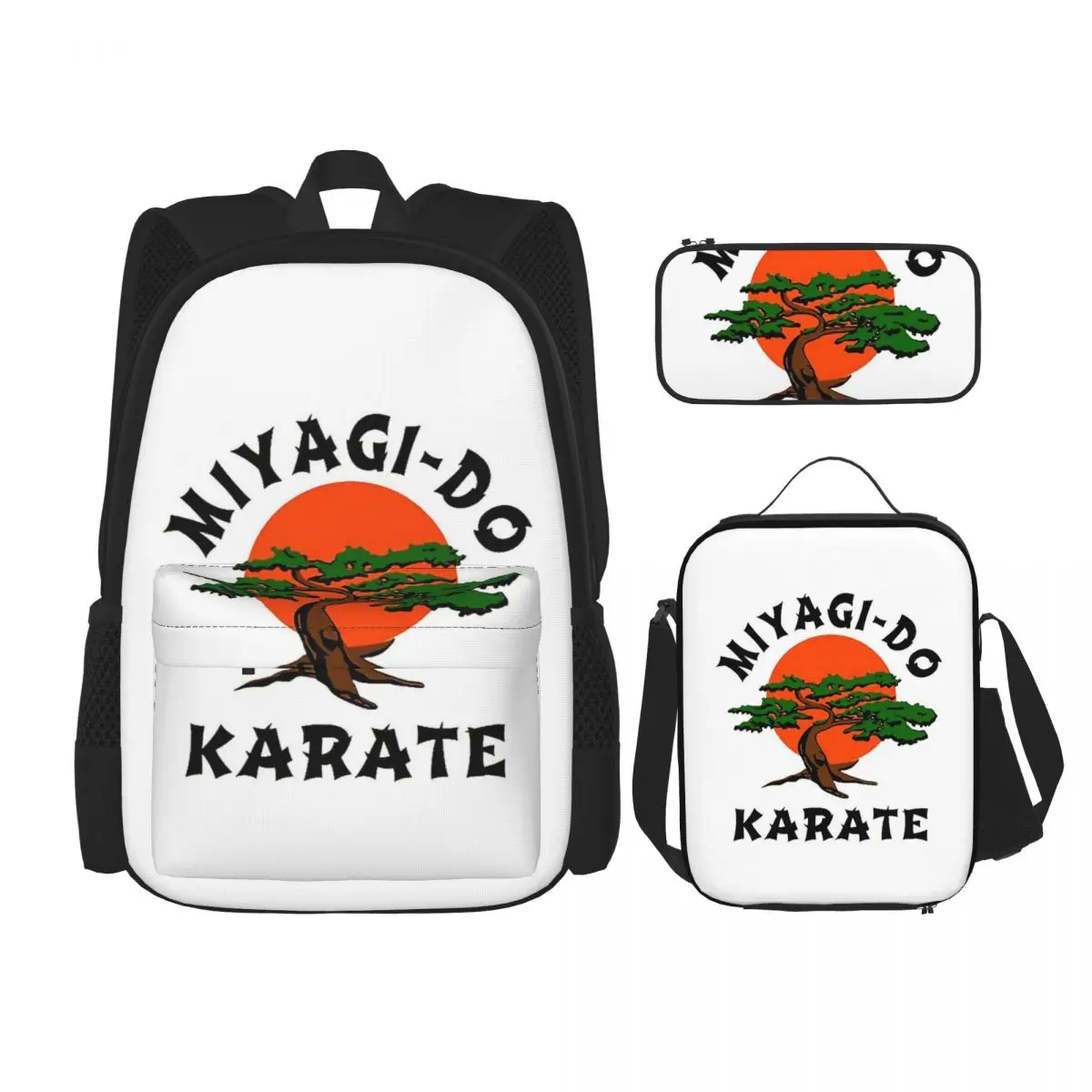 Miyagi Do Karate Backpacks Boys Girls Bookbag Children School Bags Cartoon Kids Rucksack Lunch Bag Pen Bag Three-Piece Set