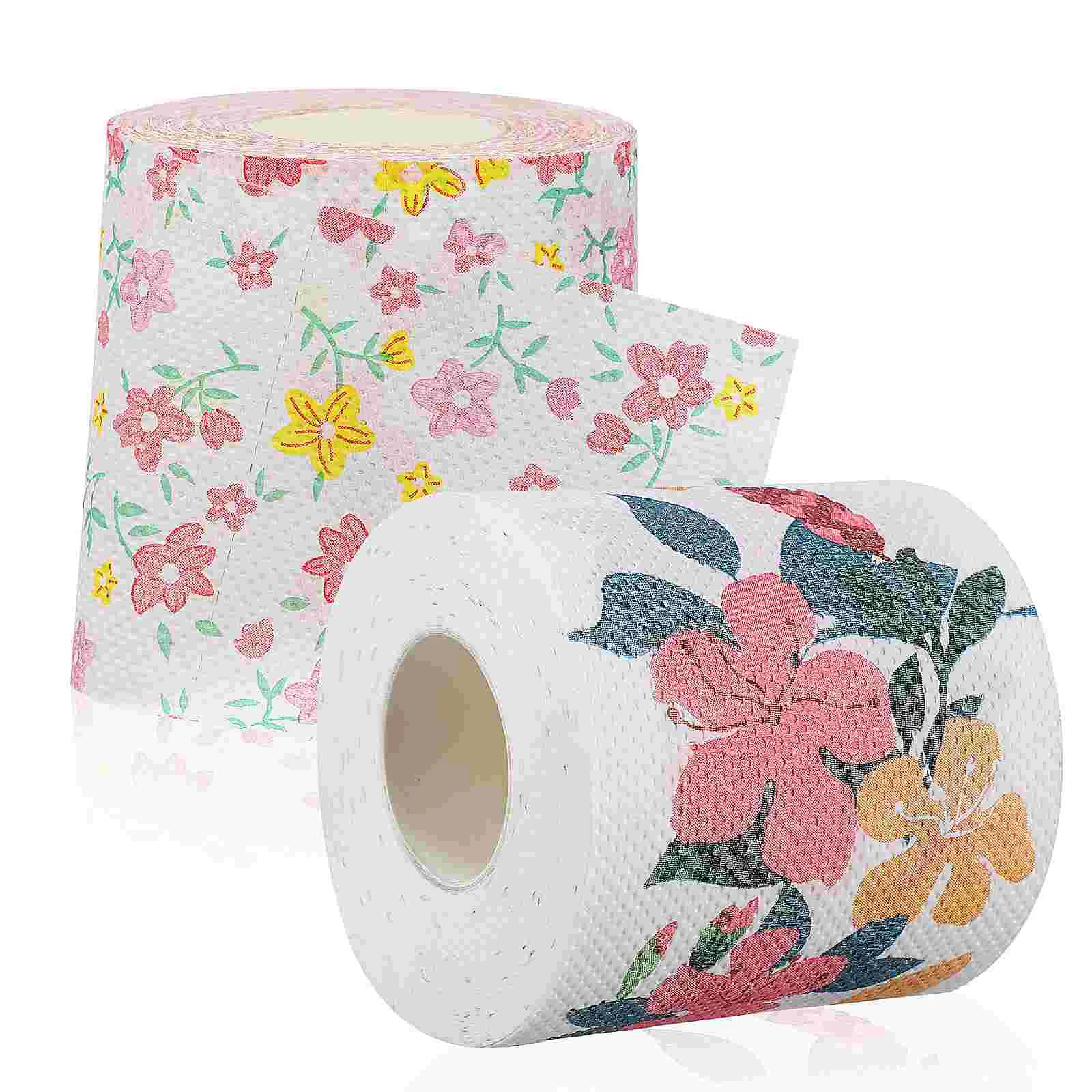 Van Bloemenprint Toiletpapier Bloempatroon Wc Tissues Gerold Papier Decoratieve Servetten Voor Thuiskantoor Reizen