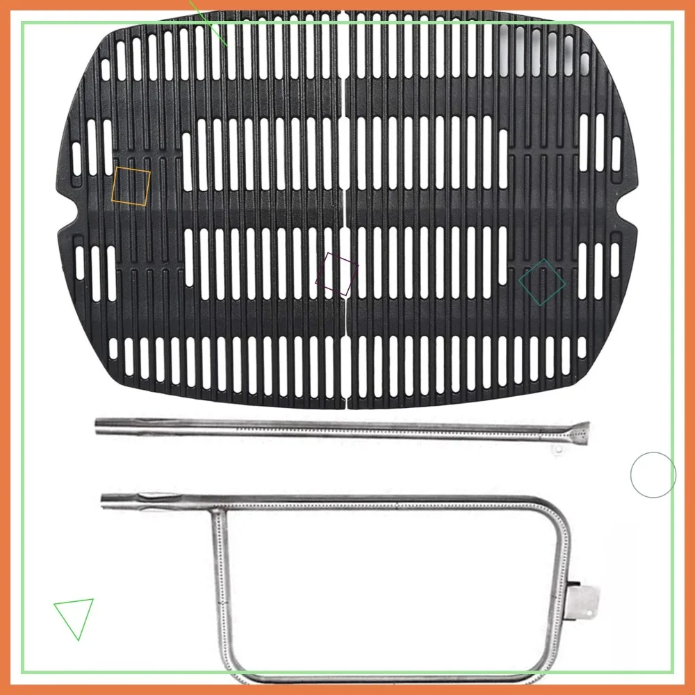 

Cast Iron Grill Grates & Burner for Weber Q300/Q320, 25" & 23.75" Replacement