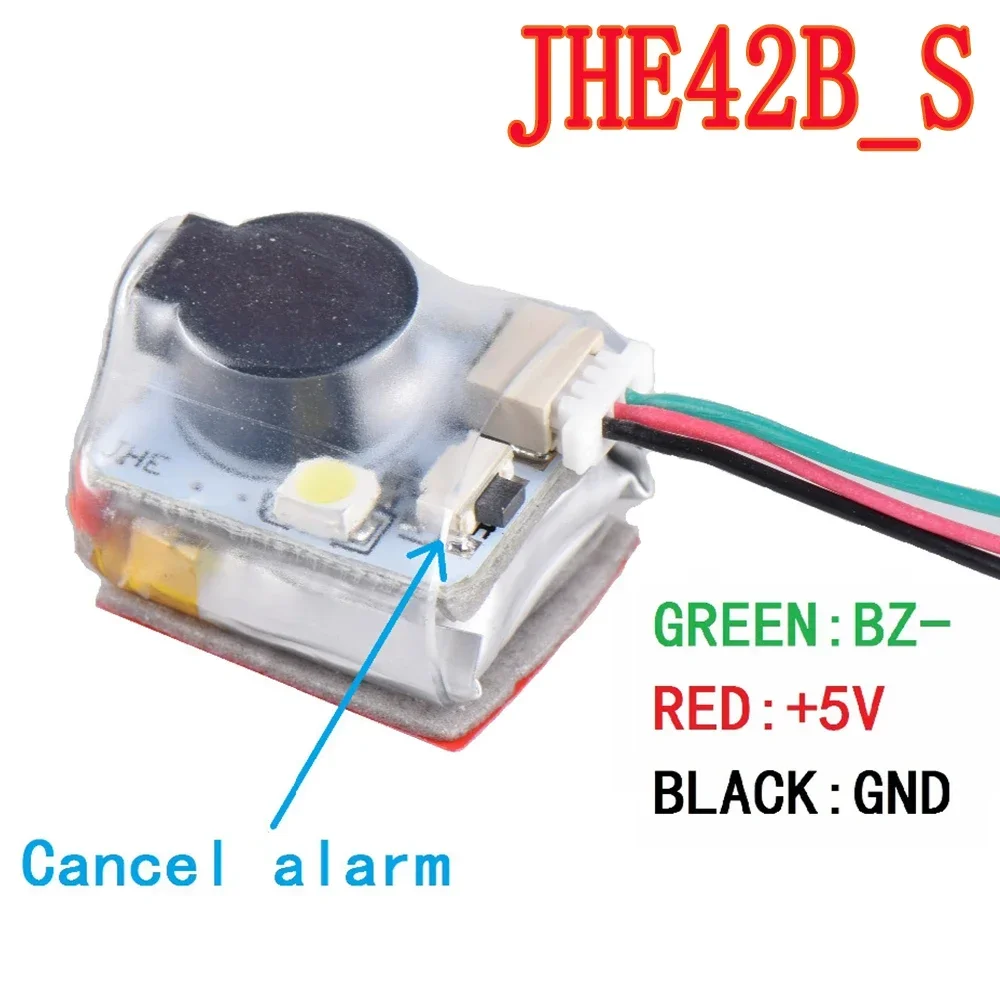 JHE42B 42B-S JHE20B mini 110DB Buzzer FPV Finder Bateria embutida com luz LED para RC Drone F4 Peças de controlador de vôo Vifly