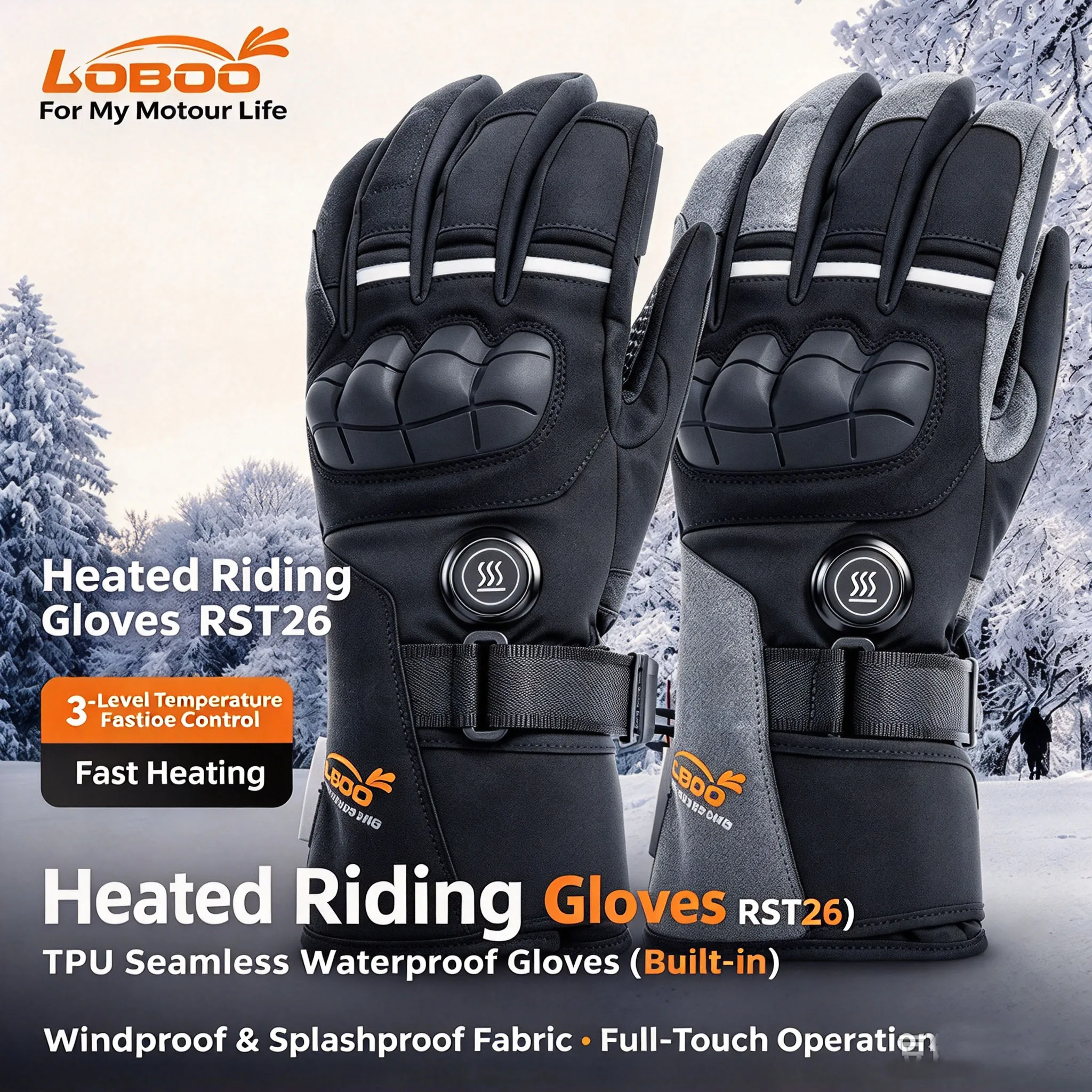 Heated Gloves Electric - قفازات LOBOO الرجالية المدفأة بالكهرباء مع