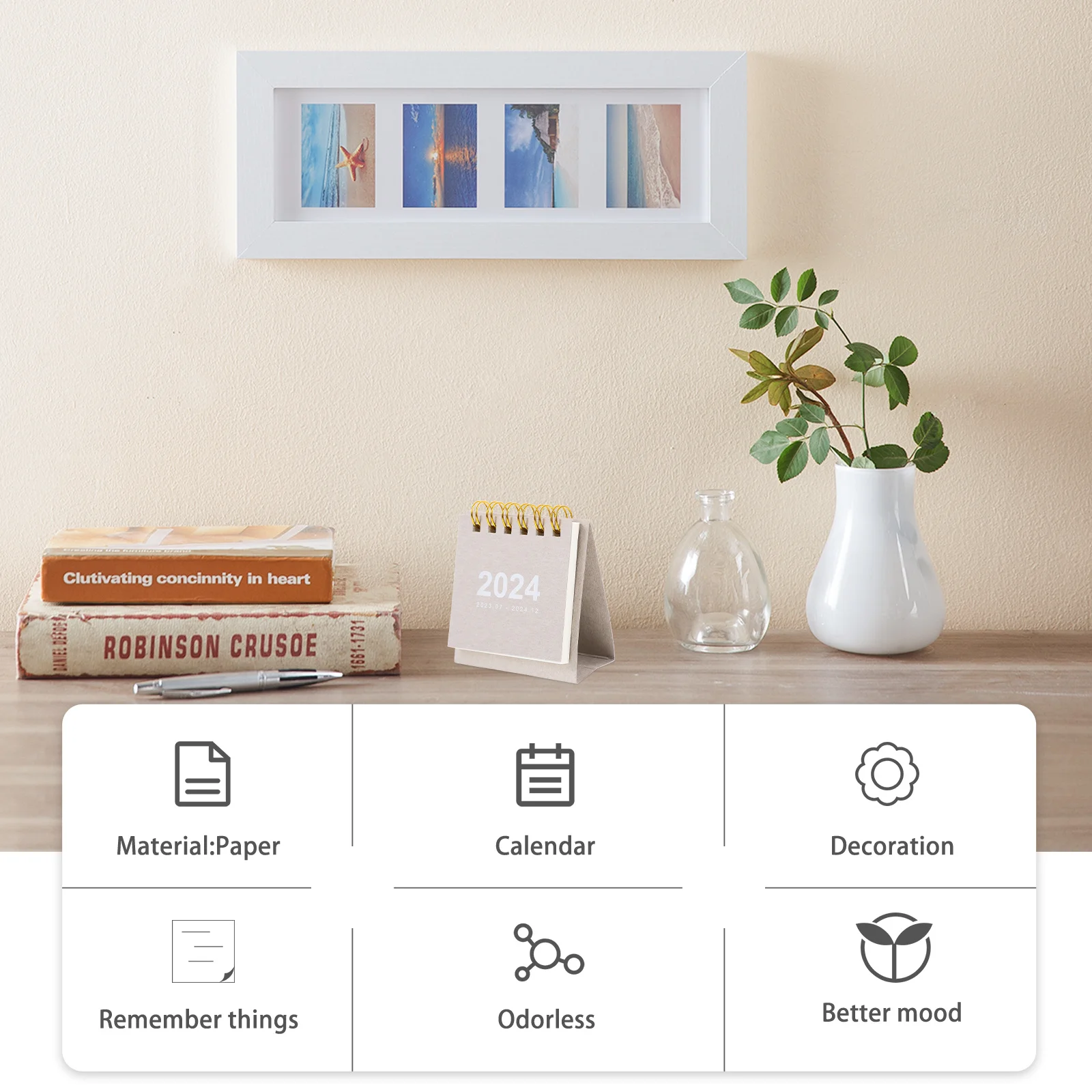 Mini 2024 Desktop Stand Small Desk Calendar For Office Home Use Household Standing Calendar Portable Paper Organizer Tabletop