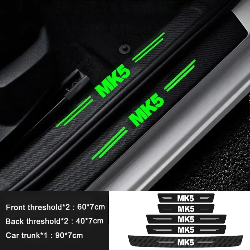 

Cup Holders Luminous Car Door Sill Scuff Plate Threshold Protective Decals For Volkswagen VW GOLF MK5 Emblem Rear Trunk Bumper G