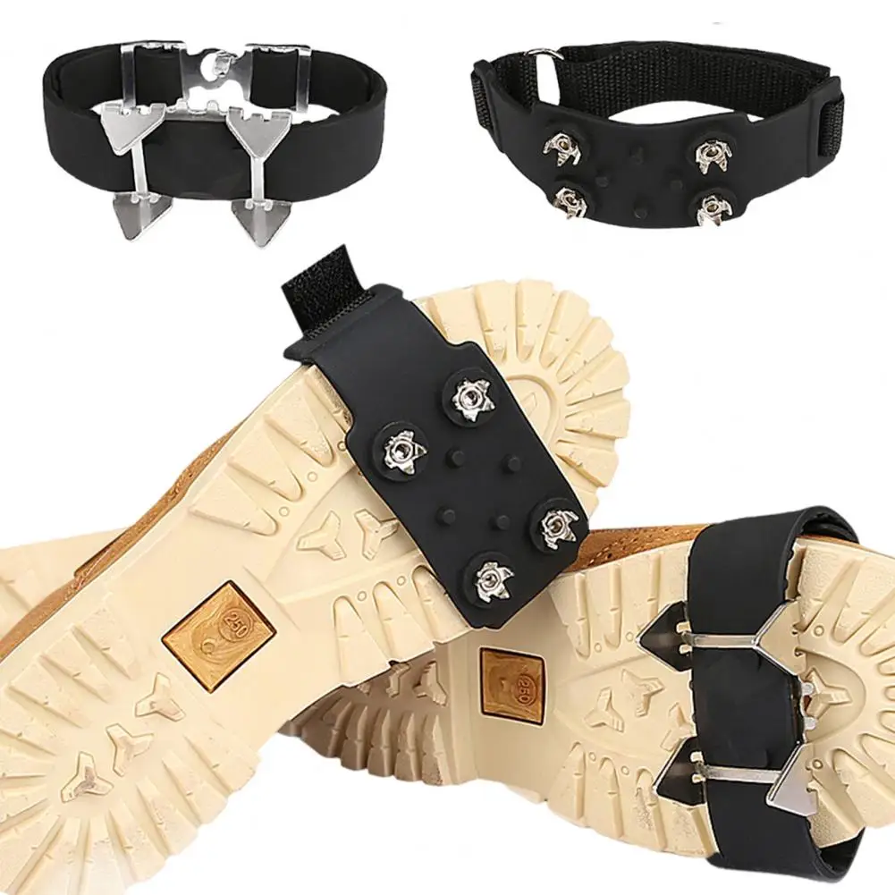 Non-Slip Crampon Boot Traction Cleat Snow Shoe Spikes Adjustable Fastener Tape Ice Snow Shoe Ice Gripper