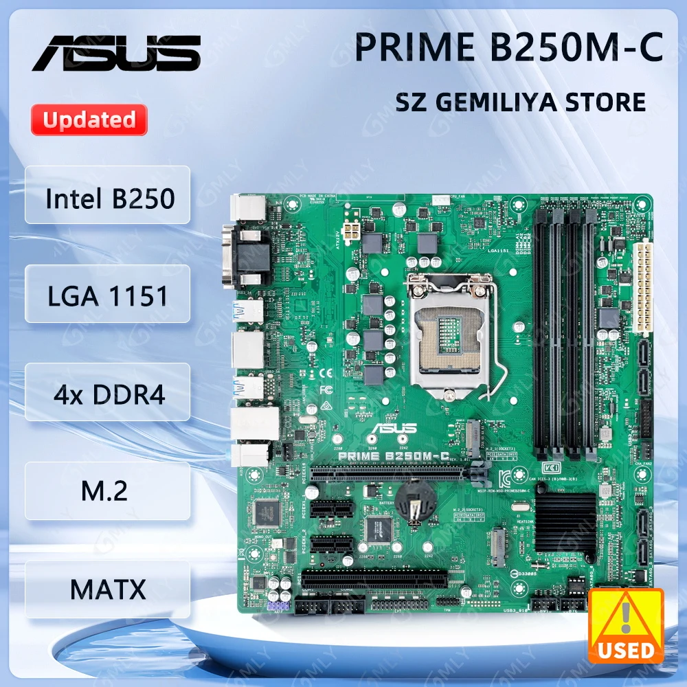 

Asus PRIME B250M-C Motherboard LGA 1151 intel B250 B250M DDR4 support Core i3-6300 Core i5-6500 Core i5-7500 Core i7-7700 cpu