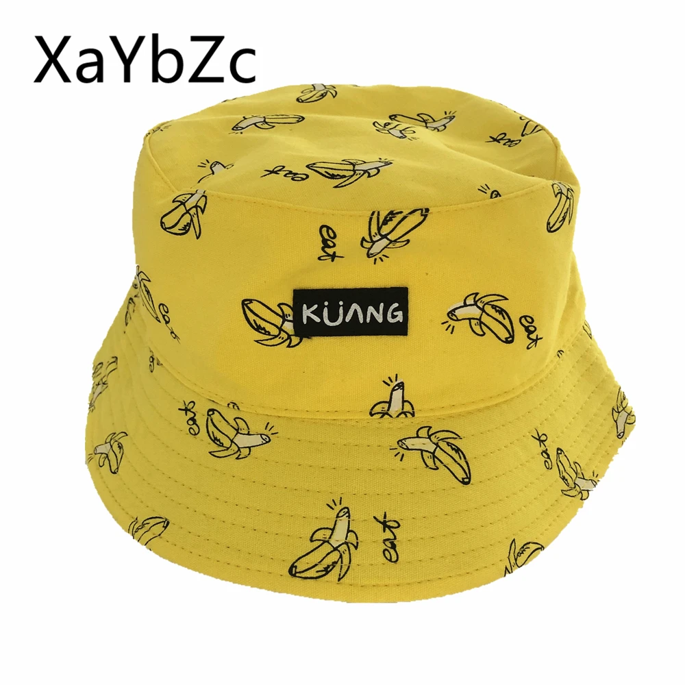 Panama Bucket Hat Men Women Summer  Banana Print Yellow  Bob  Hip Hop Gorros Fishing Fisherman Cap