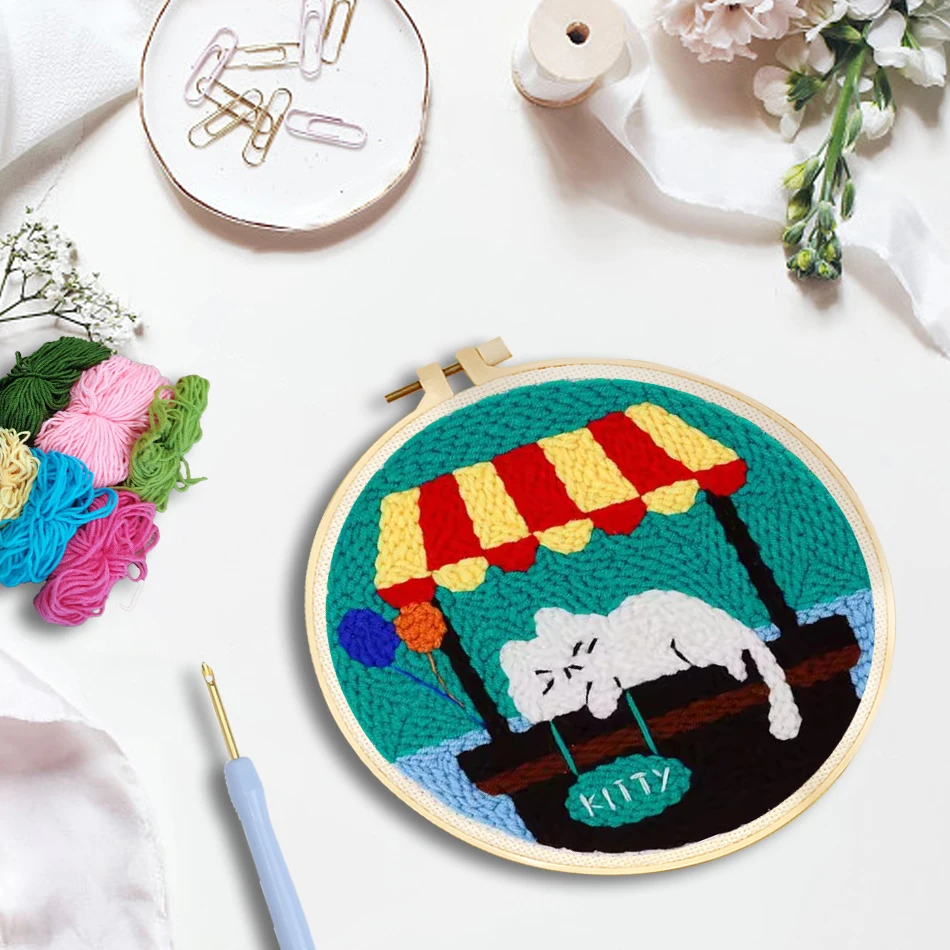 

GATYZTORY punch embroidery needle embroidered kit Cross stitch kits Yarn framed crafts for adults animals crafts supplies adults