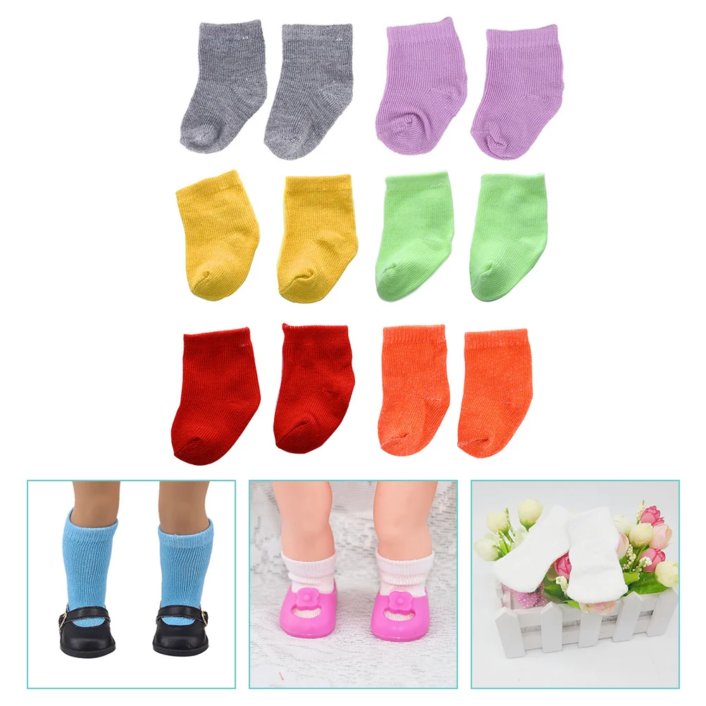 

6 Pairs Socks Accessories for Dolls Toys Mini Costume Play House Photo Props Girl