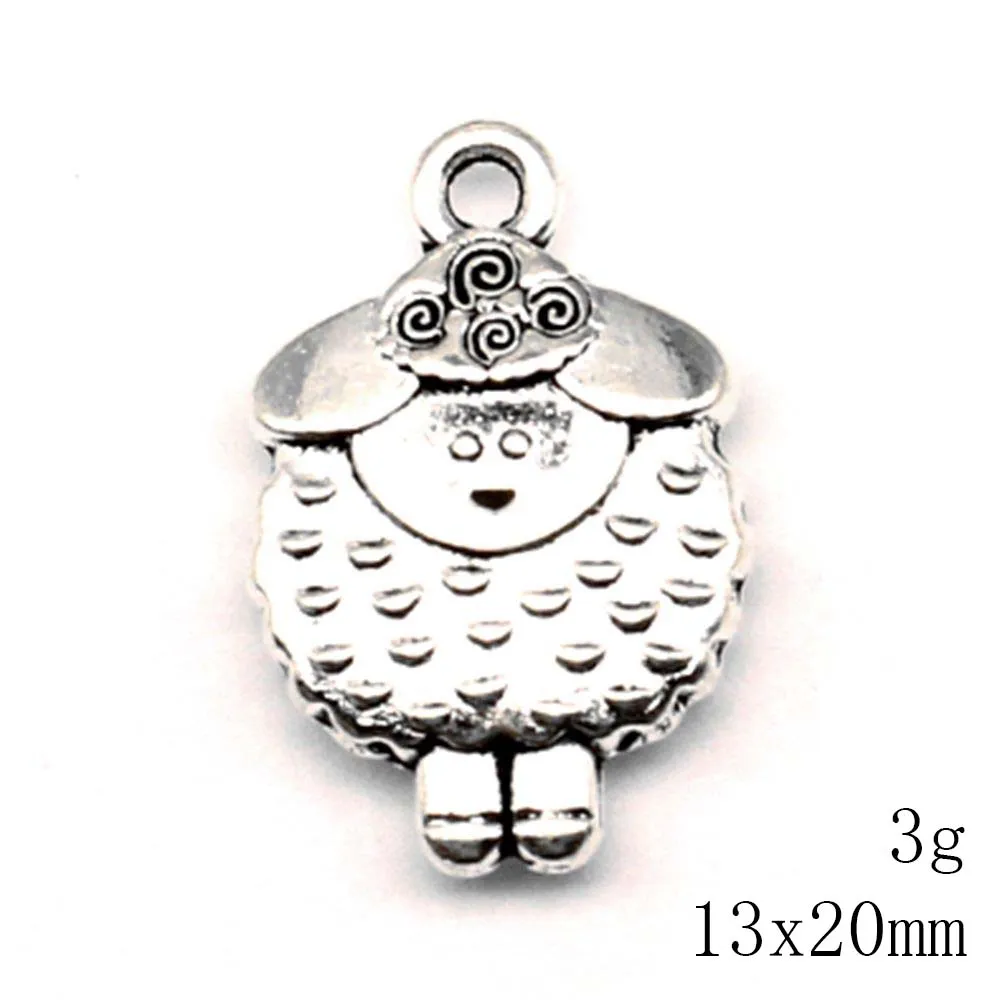 5pcs 13x20mm Sheep Charms Woman Pendant Component Diy Jewelri Antique Silver Color