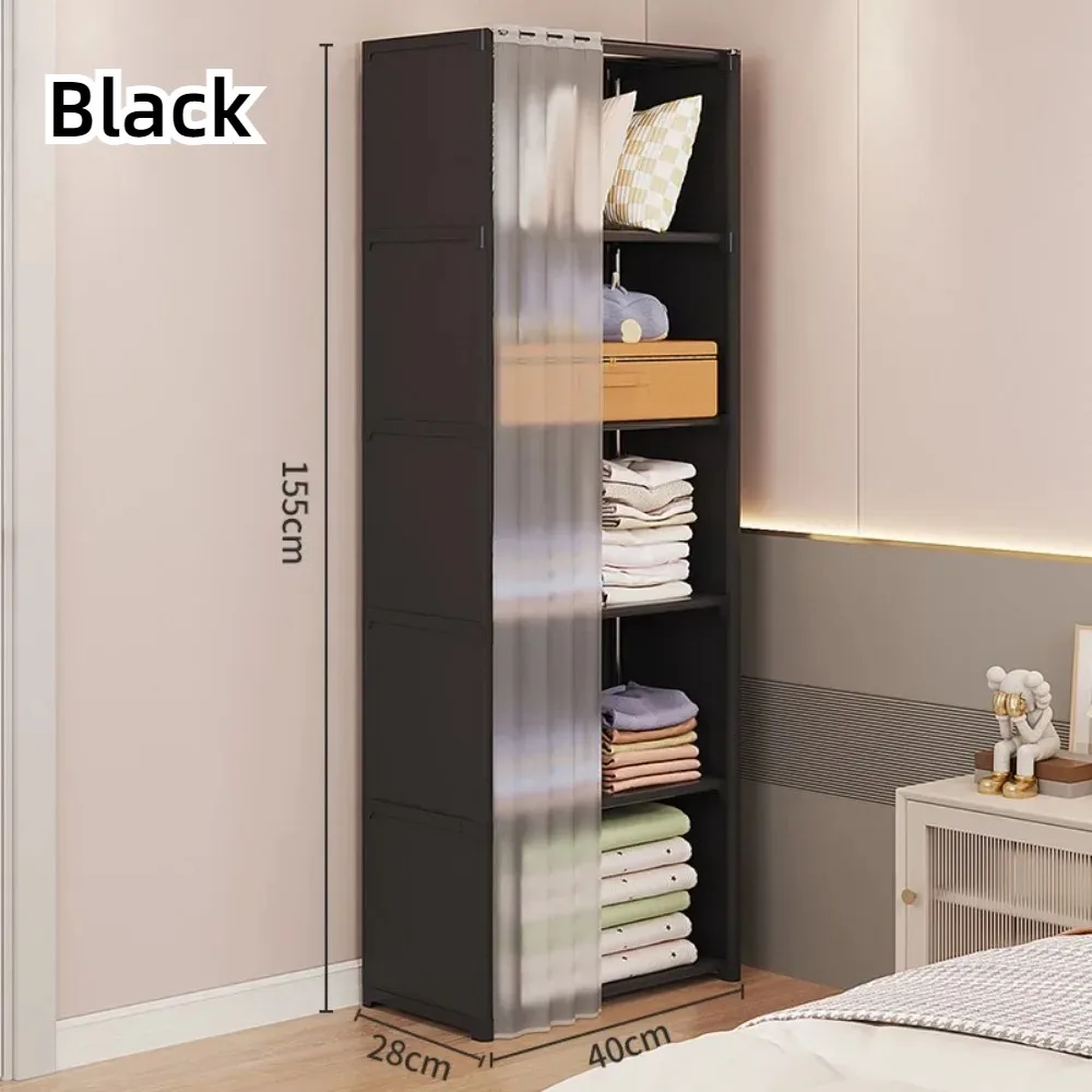 Multi-aver Storage Rack Dustproof WardrobeStorage Cabinet with Door Curtain Multi Layer Large Capacity Clothing Storage Cabinet