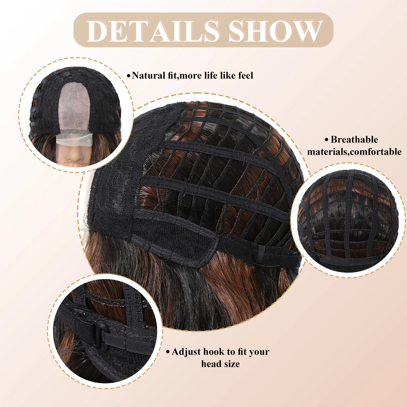Afbeelding 7: LOUIS FERRE Hoogtepunten Zwart Bruin Pruiken Lange Body Wave Haarlijn Lace Front Synthetische Pruik Voor Vrouwen Dagelijks Natuurlijke Middelste Deel Pruik