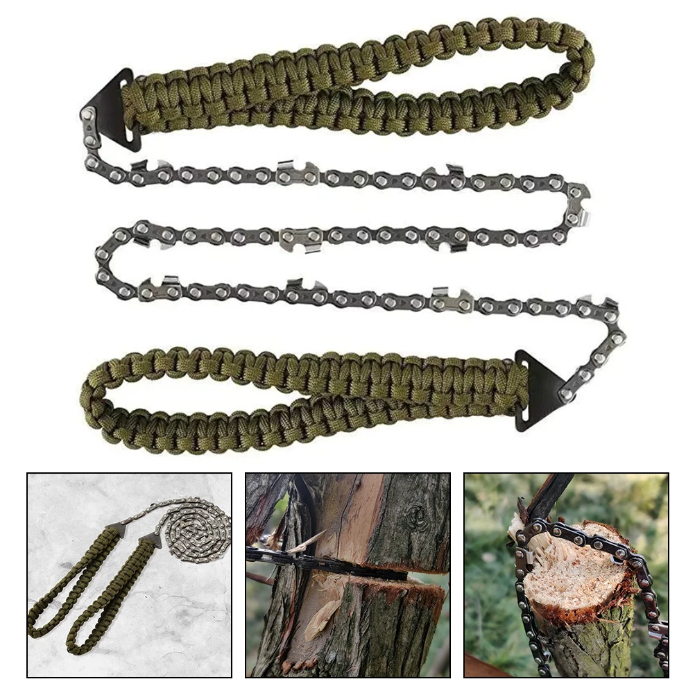 

1pc Effort-Saving Pocket Sawing Chain Green Sturdy Steel Outdoor Lightweight Camping Hiking Hunting Gear Portable