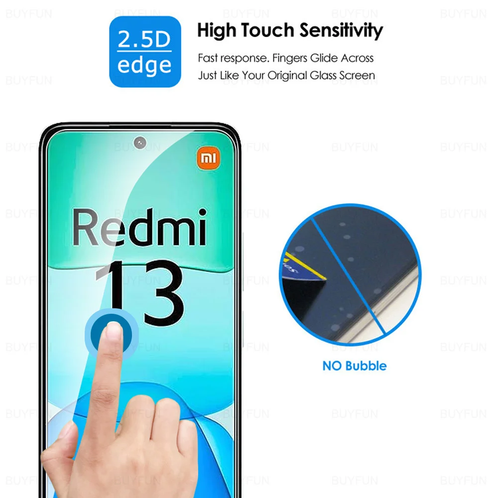 1-4Pcs Full Cover Tempered Glass For Xiaomi Redmi 13 4G Global Redmi13 Redmy 13 Radmi 13 2024 6.79inch Screen Protector HD Films