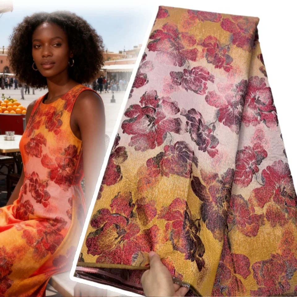 فاخر الأفريقي الأورجانزا الديباج أقمشة الدانتيل 5 ياردة الفرنسية تول النيجيري الجاكار الدانتيل للحزب ثوب فستان الخياطة 1923