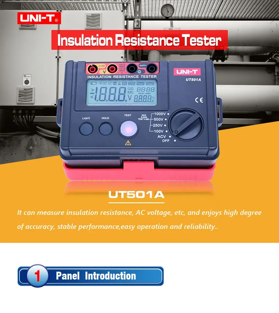 UNI-T Insulation Resistance Tester UT501A Megohmmeter 1000V Professional Digital Ohmmeter