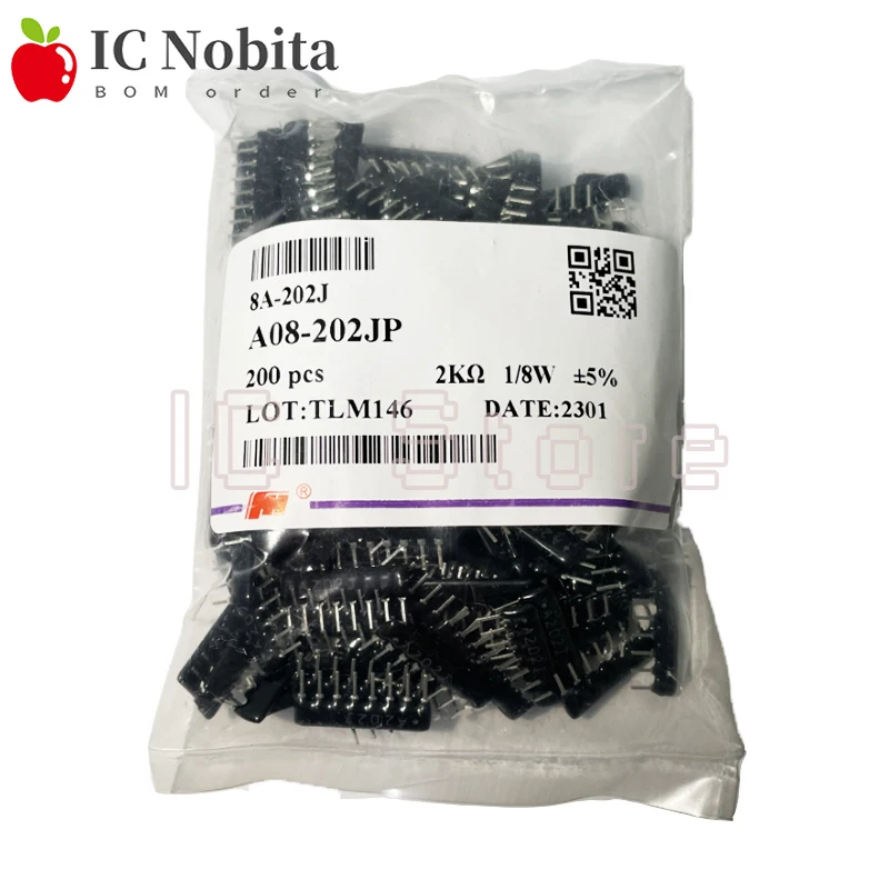 

200PCS A202J 2K Ohm A08-202J Exclusion Network Resistor Array 8pin New