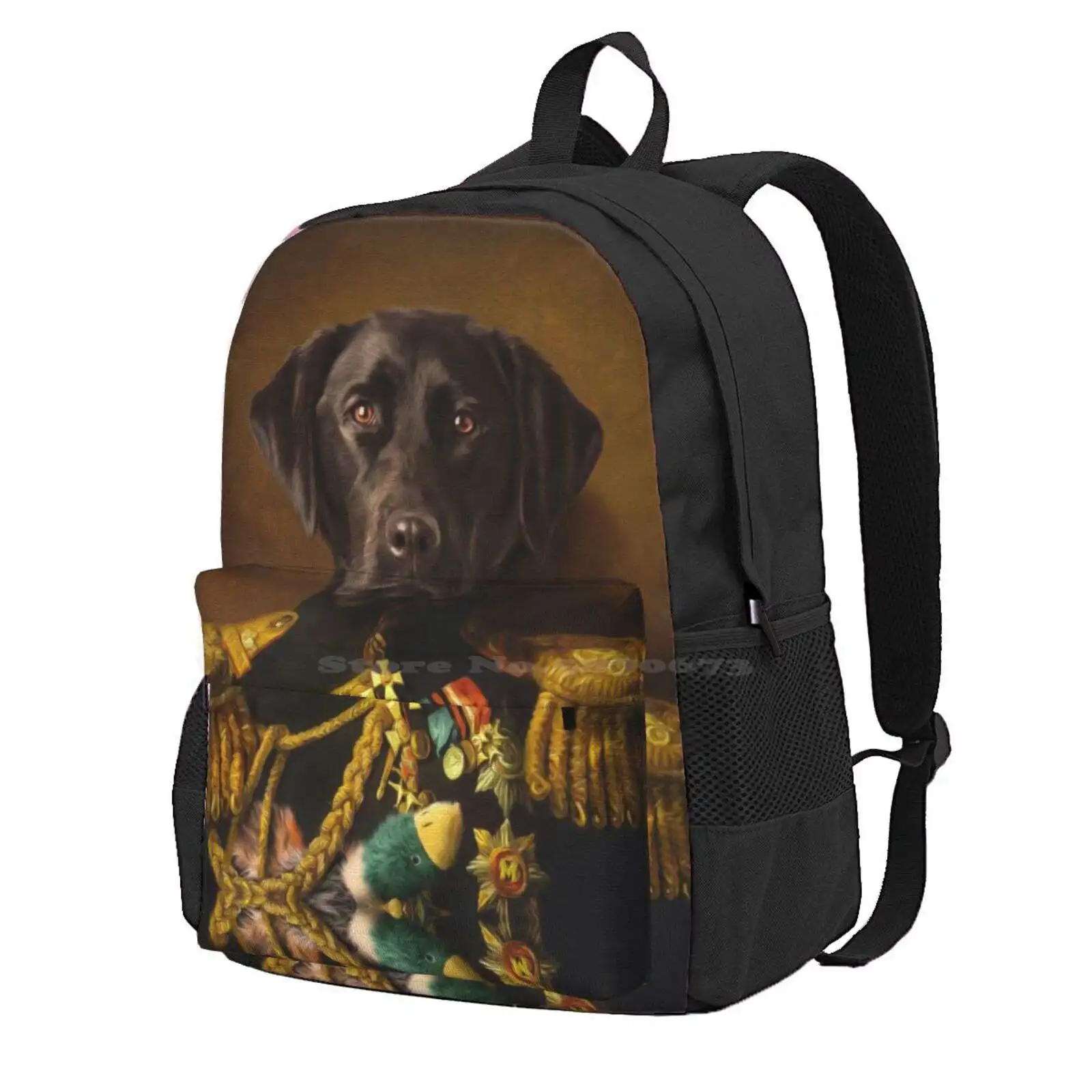 

Labrador Portrait - Mambo Hot Sale Schoolbag Backpack Fashion Bags Black Labrador Anthropomorphism Black Dog Renaissance Old