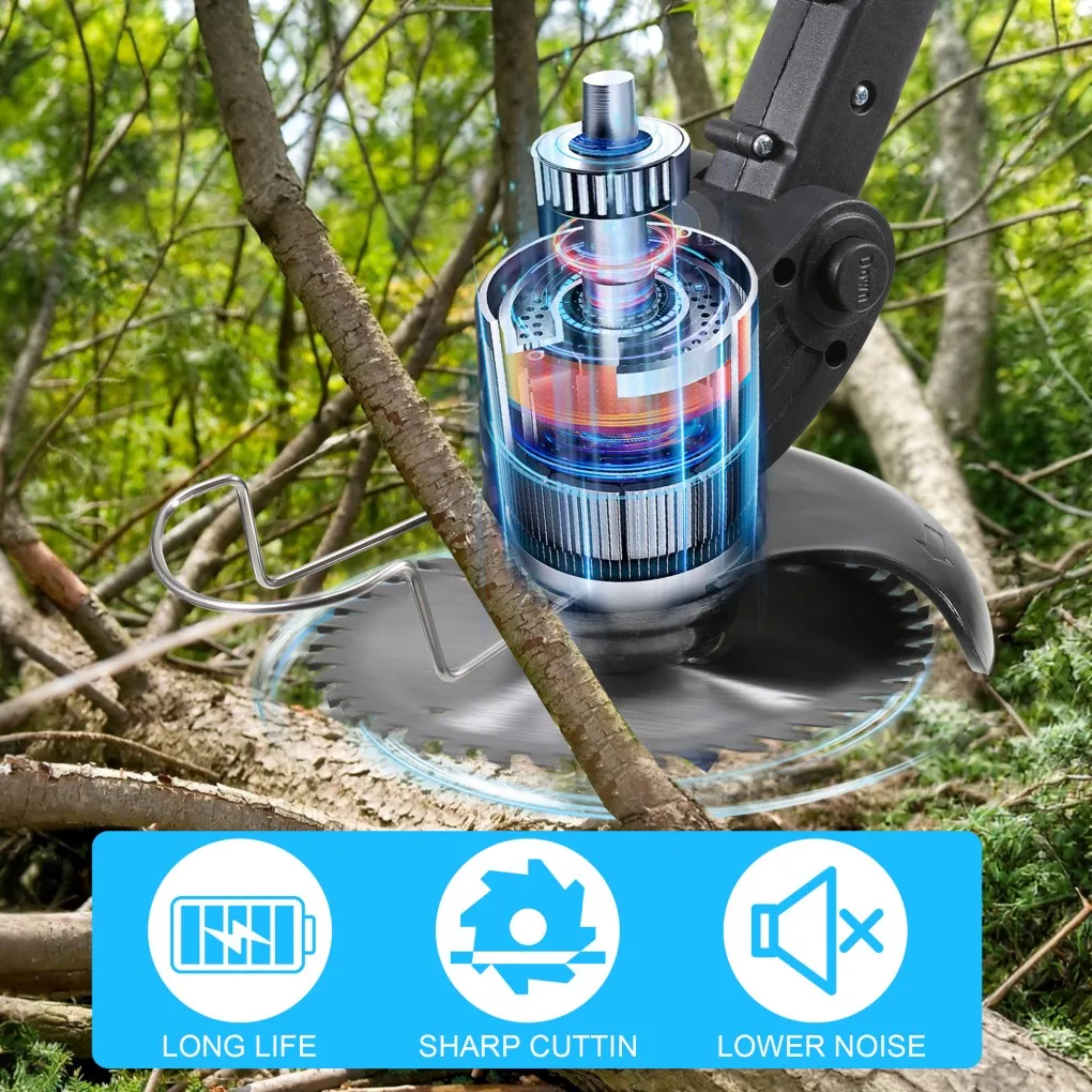 Cortacésped Batería de litio inalámbrica negra Motor sin escobillas plegable Eficiente duradero con larga duración para un fácil jardinería