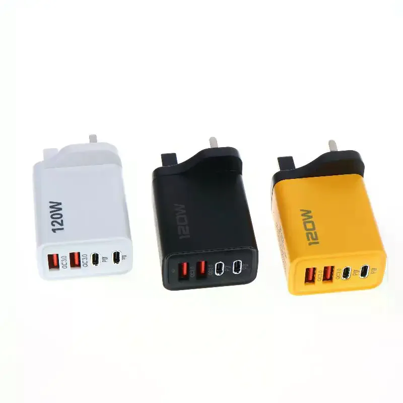 120W 4 Port USB C Charger Station Fast Charging PD QC30 Wall Adapter for Home Office Family Multiple Devices