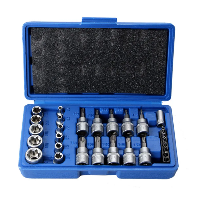 Juego de enchufes de estrella Torx y broca macho y hembra E con herramienta Torx Ki, juego de enchufes de estrella de torsión externa, herramienta de reparación de Motor